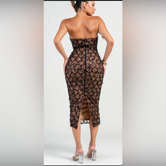 NWTS The Edge Romantic Night Dress | Black/Nude Beaded Dress Size Small - Picture 5 of 5